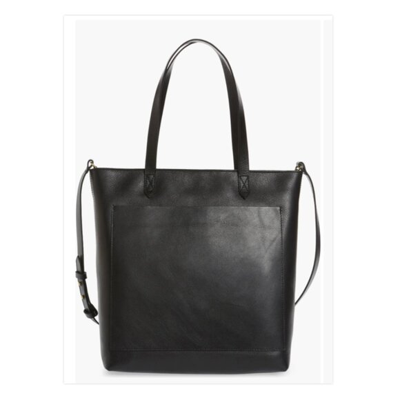 Madewell Handbags - Madewell Medium Transport Tote Black Leather Open Top Shoulder Bag Classic